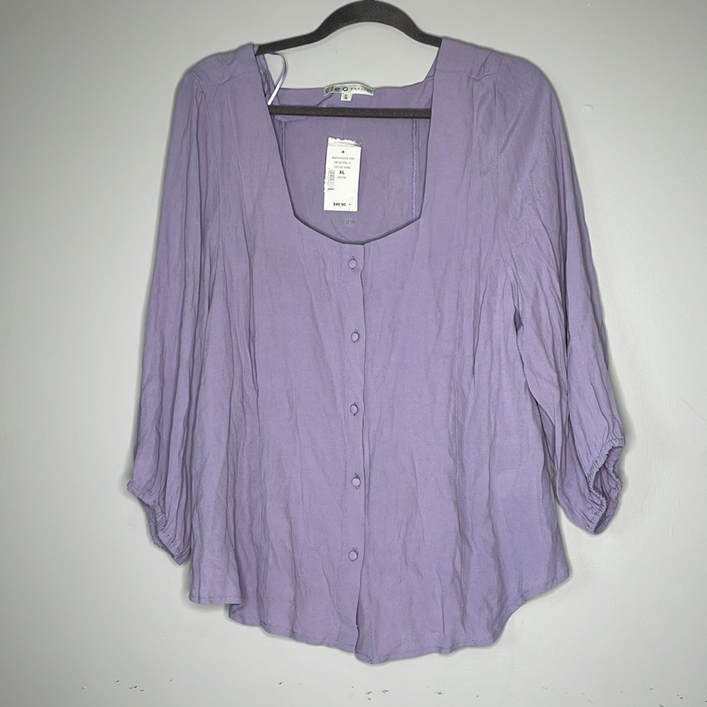 Cleo Button Down Blouse 3/4 Sleeve